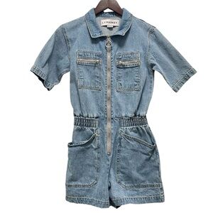 L.F. Markey Danny Short Sleeve Mid Blue Denim Playsuit Romper Size 2